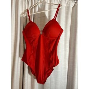 Ladies, one piece, red bathing suit